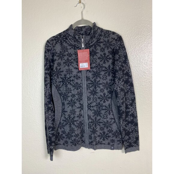 NEW Neve Designs Maya Full Zip Sweater Women Small Gray Wool Blend Snowflake - Picture 1 of 16